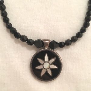 Black onyx necklace/Onyx/Mother Of Pearl Pendant